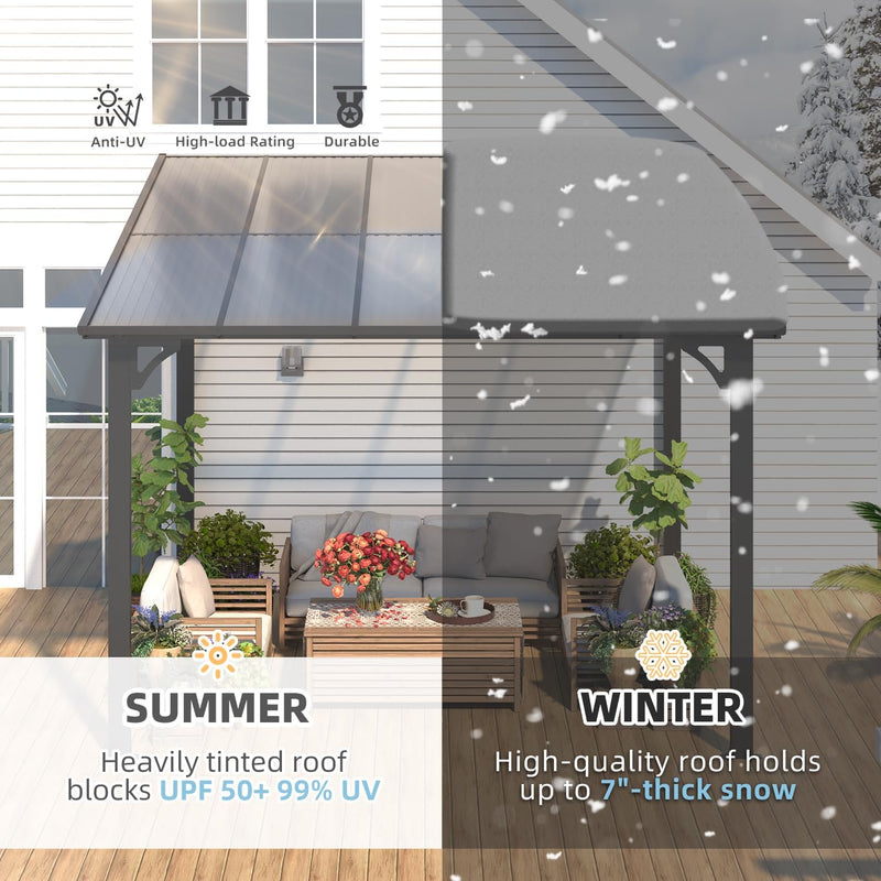 YODOLLA 10' x 10' Hardtop Gazebo Outdoor Aluminum Pergola For Garden, Patio, Backyard-Dark Gray