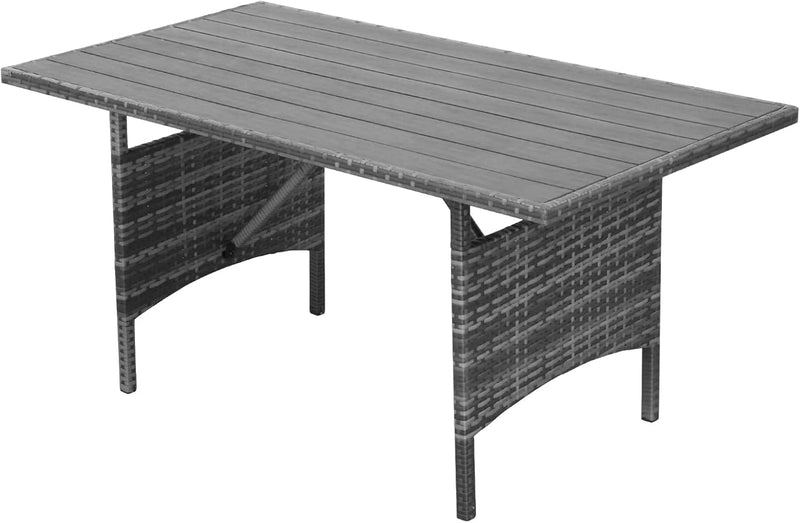 AECOJOY 7 Piece Patio Conversation Set, Outdoor Sectional Sofa Rattan Wicker Dining Furniture in Dark Blue