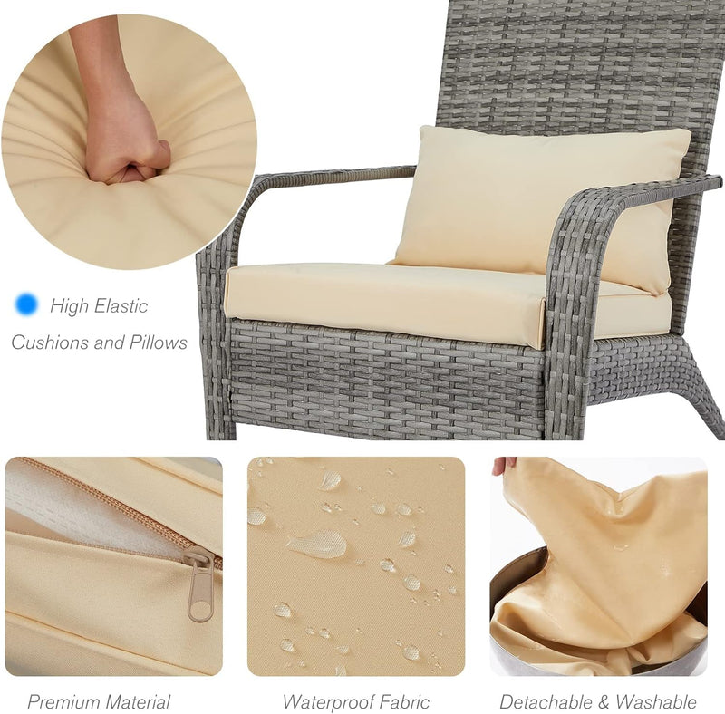 YODOLLA Patio Chairs High Back Wicker Outdoor Dining Chairs with Cushion and Pillow in Gray