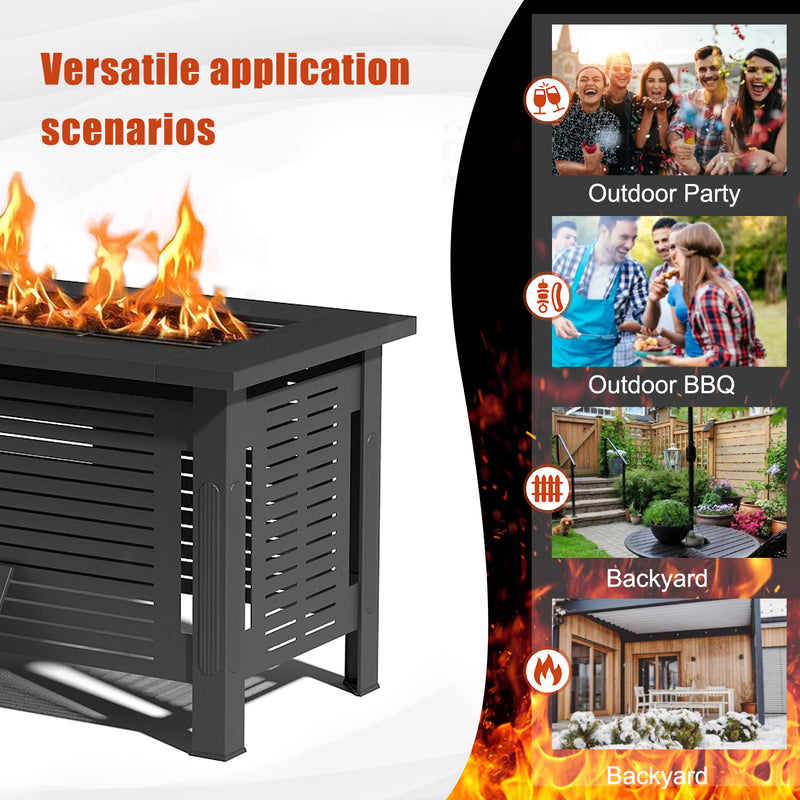YODOLLA 43" Fire Pits for Outside Outdoor Fire Pit Table with Removable Lid & Waterproof Cover and Tables
