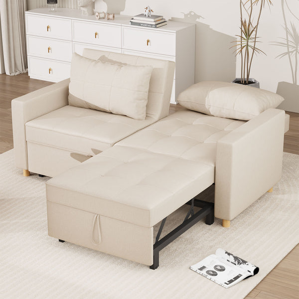 YODOLLA 71" Sleeper Sofa Bed & 3-in-1 Futon Pull Out Couch for Living Room & Bedroom, Convertible Loveseat in Beige