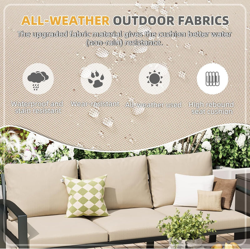 AECOJOY Patio Furniture sets Outdoor Metal Furniture sets with Two Storage Boxes on Sale Patio Conversation Set With Beige Cushions