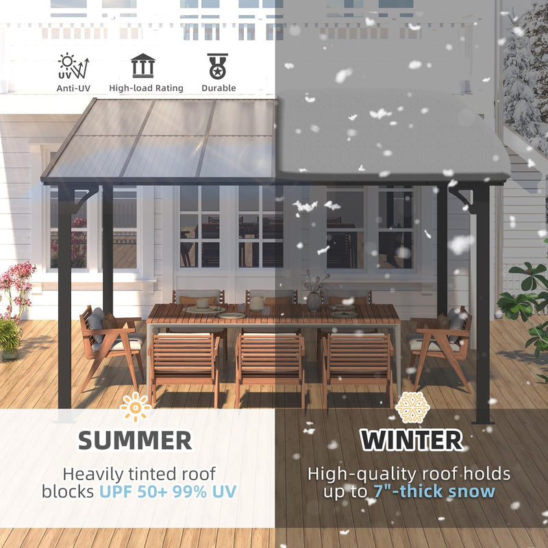 YODOLLA 10' x 12' Hardtop Gazebo Outdoor Aluminum Pergola for Garden, Patio, Backyard-Dark Gray