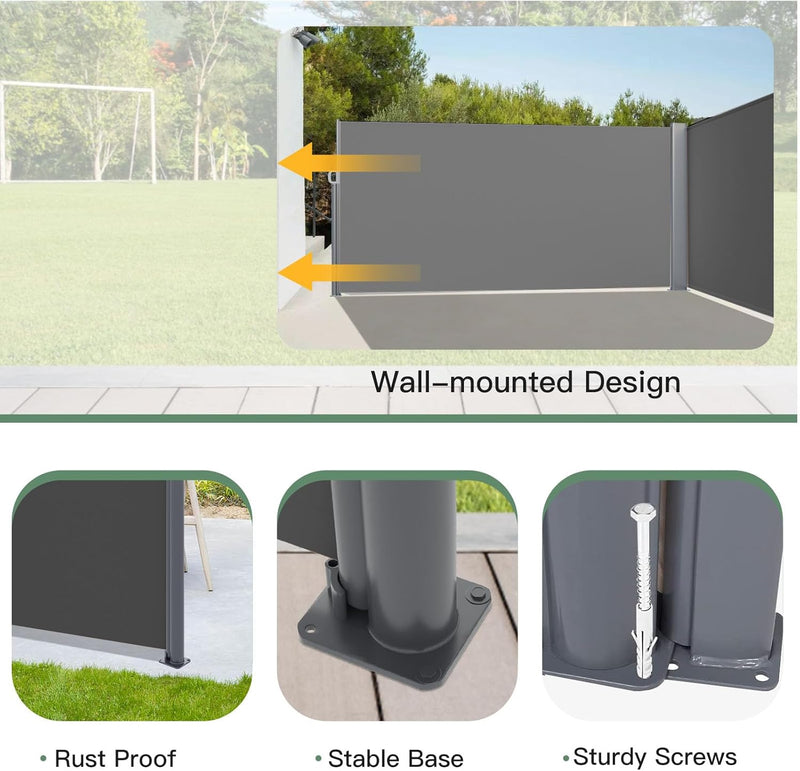 YODOLLA 236" x 63" Gray Polyester Outdoor Panel Privacy Screen