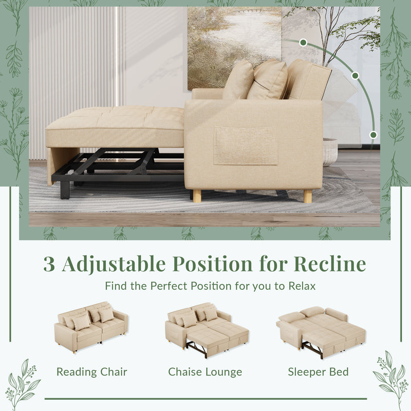 YODOLLA 71" Sleeper Sofa Bed & 3-in-1 Futon Pull Out Couch for Living Room & Bedroom, Convertible Loveseat in Beige