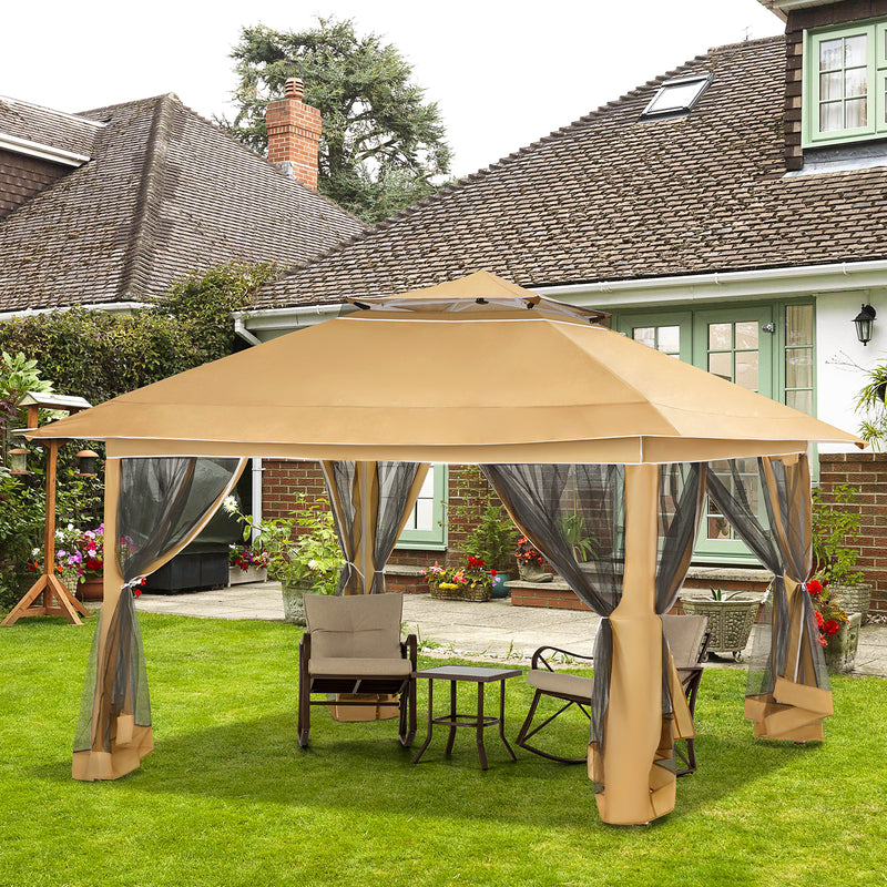 AVAWING 12'x12' Portable & Easy Setup Pop Up Canopy Tent with Sidewalls - Perfect for Patio, Party, Wedding and Backyard Events (Khaki)