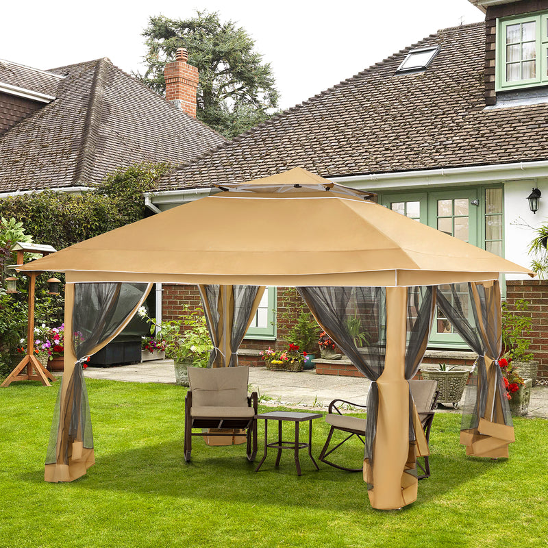 AVAWING 12'x12' Portable & Easy Setup Pop Up Canopy Tent with Sidewalls - Perfect for Patio, Party, Wedding and Backyard Events (Khaki)