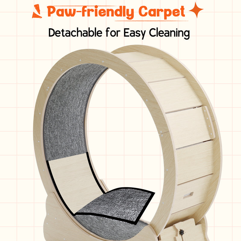 YODOLLA 45” Cat Treadmill Large XL Quiet Cat Exercise Running Wheel for Indoor Cats,Natural