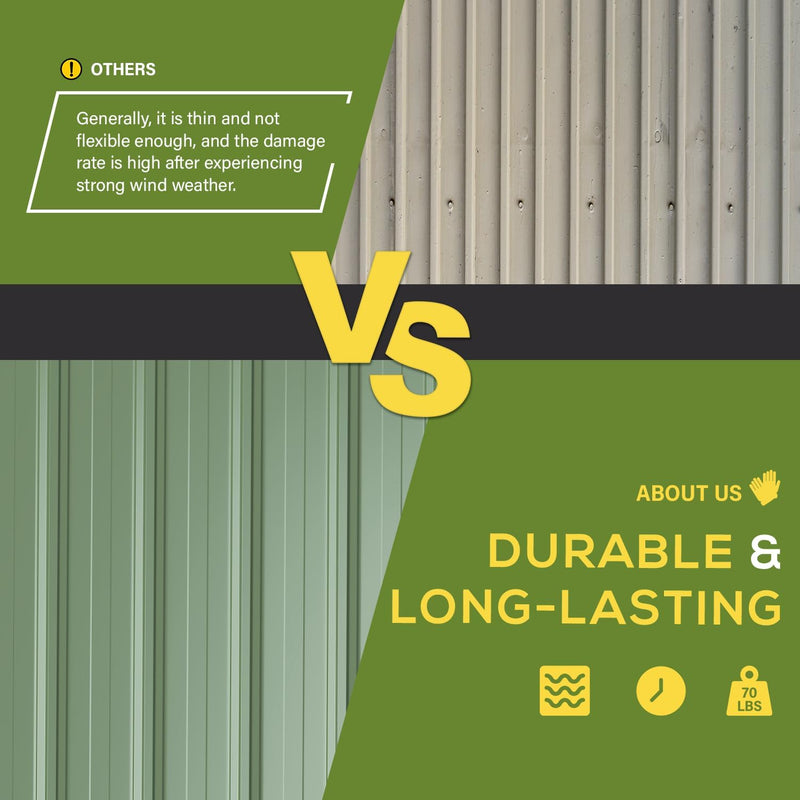 YODOLLA 5 x 3 ft. Outdoor Metal Steel Storage Shed with Sliding Roof & Lockable Door for Backyard, Garden,Green