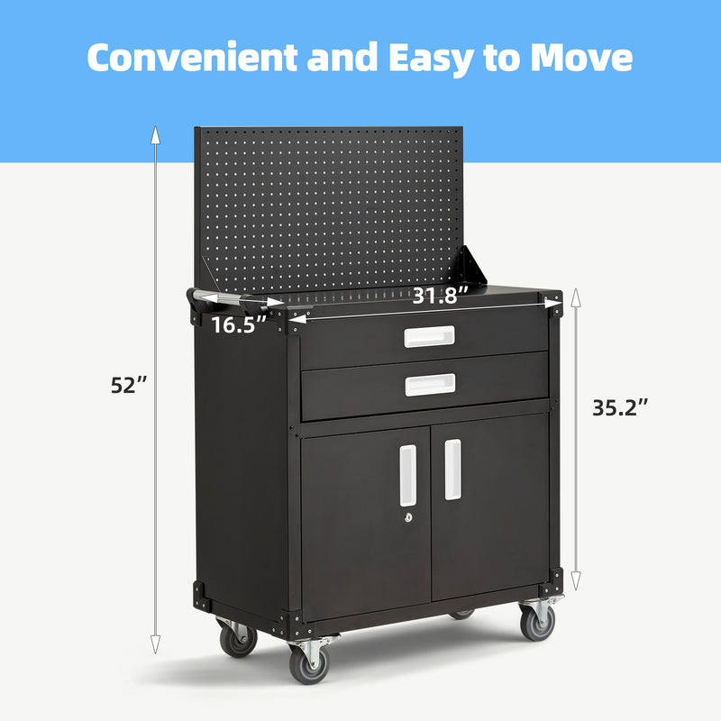 AECOJOY Metal Steel Mobile Tool Cart with Storage Drawer Tool Chest On Wheels Tool Box Garage Organizer for Workshop Warehouse Garage, White Handle