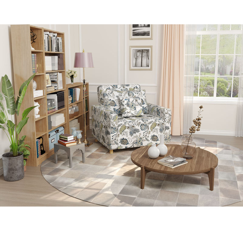 AECOJOY 3-in-1 Convertible Chair Bed Sleeper & Futon Sofa Bed Chair with Adjustable Backrest and 2 Pillows-White print