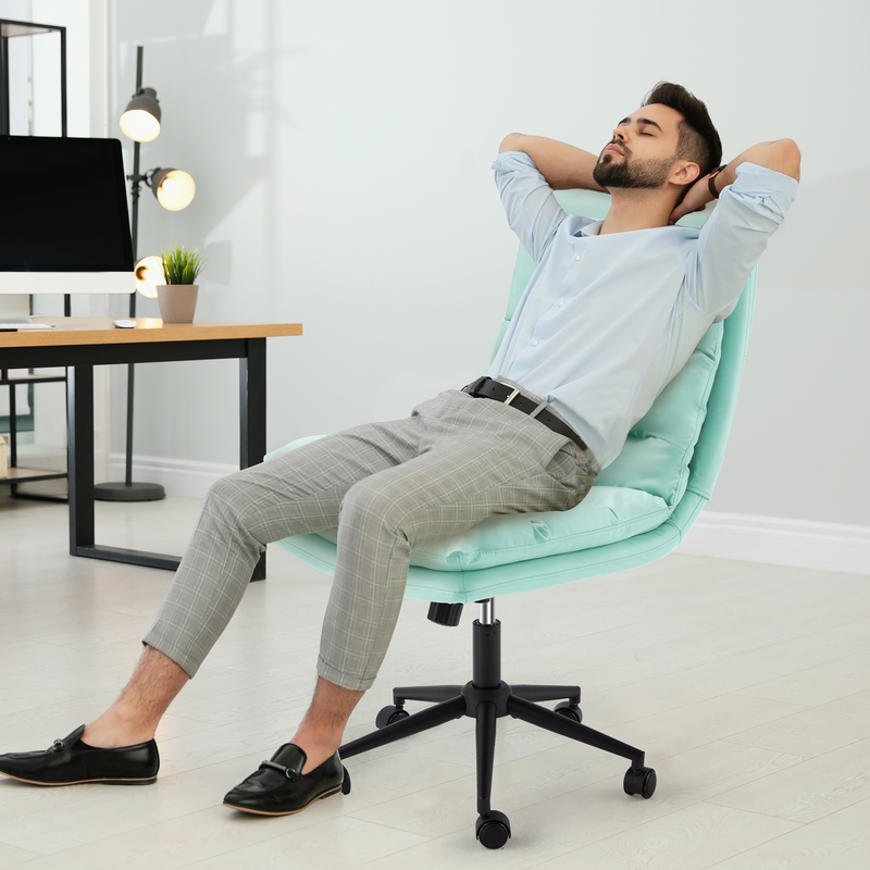 YODOLLA Office Chair on Clearance, Adjustable Height Vanity Chair Armless Desk Chair and PU Leather Swivel Chair for Office, Home