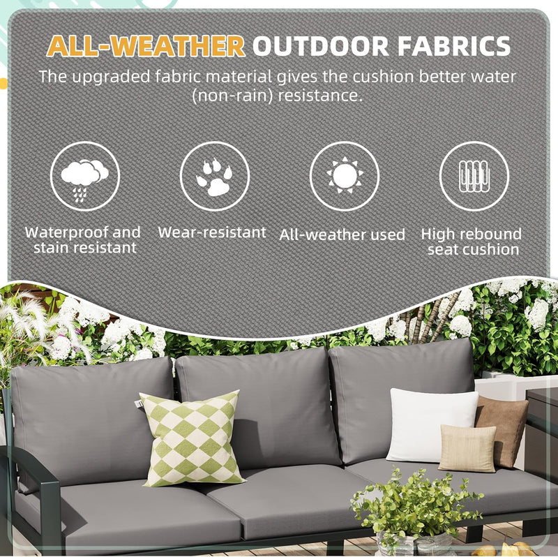 AECOJOY 7 Pieces Outdoor Furniture Sets Patio Sets on sale with 2 Storage Boxes Outdoor Metal Patio Sectional sofa Set with Grey Cushions