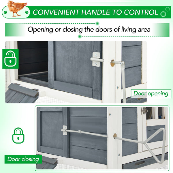 YODOLLA 123" Large Wooden Chicken Coop Clearance with Nesting Boxes for 6-8 Chickens in Gray