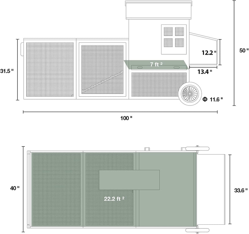 YODOLLA Chicken Coop 100" Wooden Large Chicken Cage with Run Chicken Coop for 6 8 Chickens,Chicken Run Hen House with 3 Nesting Boxes