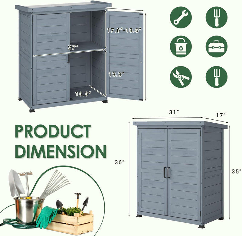 YODOLLA Wooden Free-Standing Floor Cabinet，Practical Storage Cabine with Metal Tabletop and 2 Doors for Kitchen, Entryway, Living Room, Gray