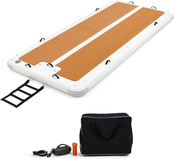 Danrelax 15'x6.5' Floating Dock, Inflatable Dock, Inflatable Island Platform with 5mm EVA Anti-Slip Mat, Electric Pump for 1-Min Inflate/Deflate, Fits 15, Ideal for Lakes, Pools, Oceans