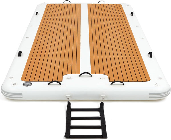 Danrelax 15'x6.5' Floating Dock, Inflatable Dock, Inflatable Island Platform with 5mm EVA Anti-Slip Mat, Electric Pump for 1-Min Inflate/Deflate, Fits 15, Ideal for Lakes, Pools, Oceans