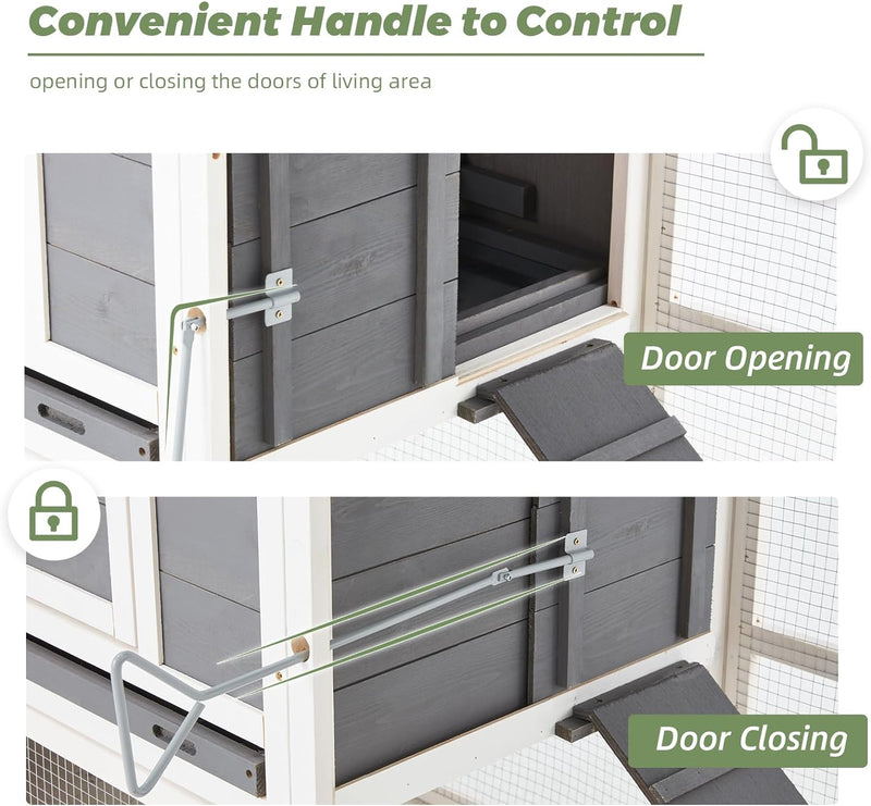 AECOJOY Large Chicken Coop, Wooden 81" Chicken Coop with Run&Waterproof Roof Hen House Outdoor 2 Story Poultry Cage w/Nesting Boxes, Ramp