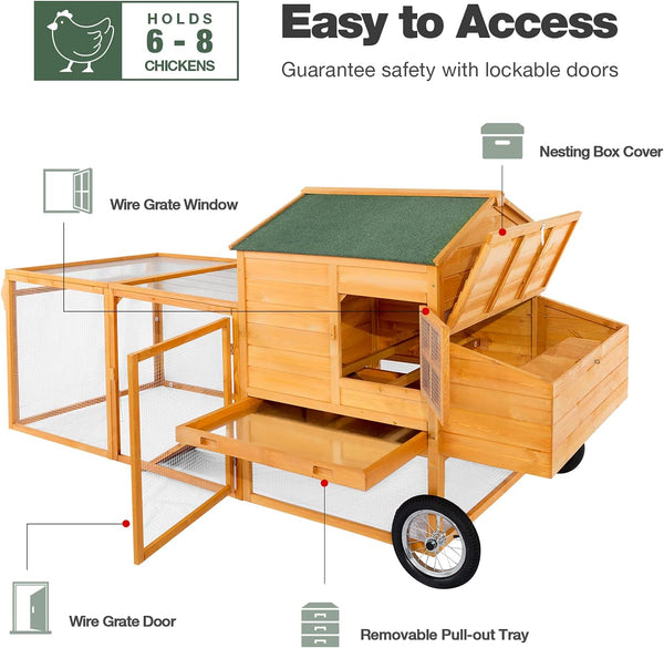 YODOLLA Chicken Coop 100" Wooden Large Chicken Cage with Run Chicken Coop for 6 8 Chickens,Chicken Run Hen House with 3 Nesting Boxes