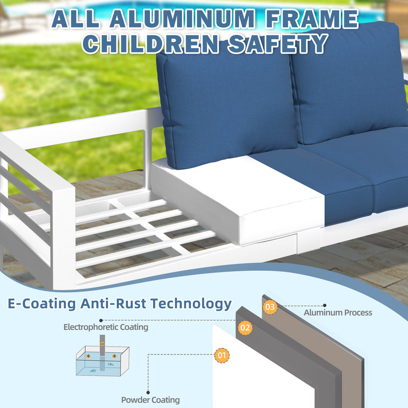 AECOJOY Aluminum Outdoor Furniture Set, 7 Pieces Metal Patio Furniture on sale Outdoor Couch Patio Conversation Set - Blue