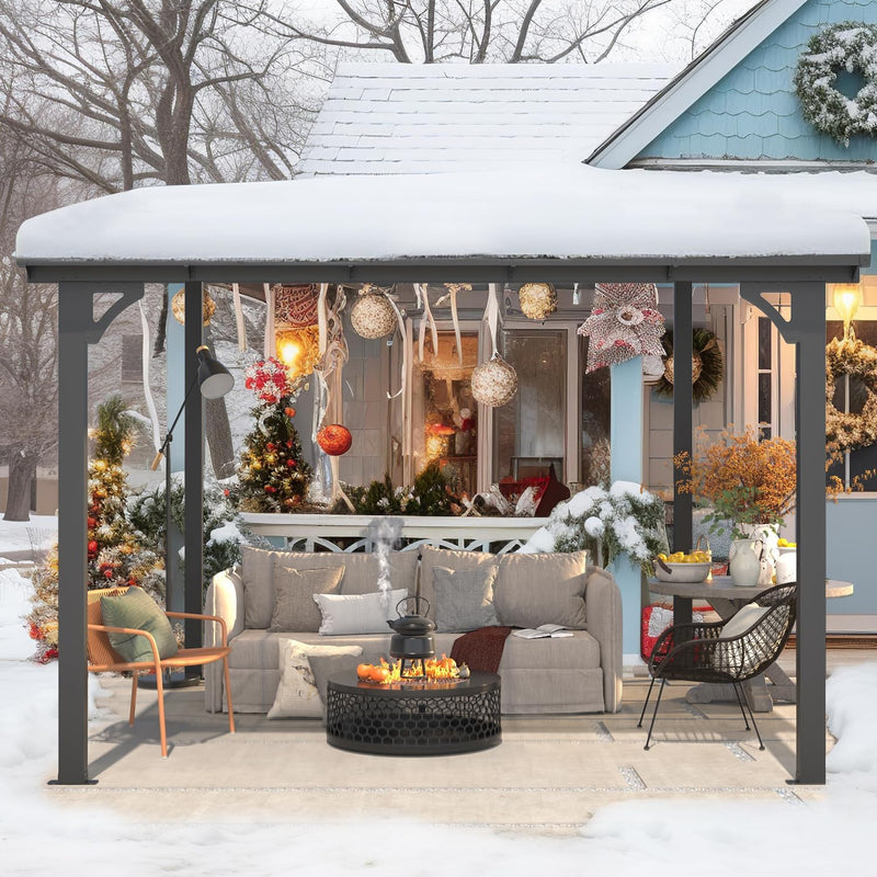 YODOLLA 10' x 10' Hardtop Gazebo Outdoor Aluminum Pergola For Garden, Patio, Backyard-Dark Gray