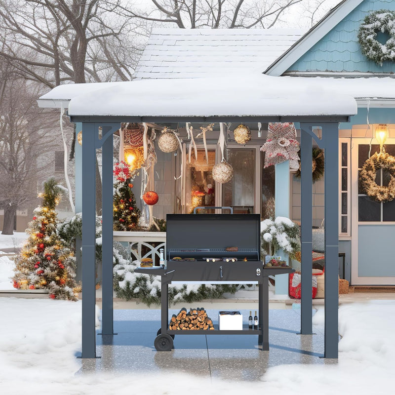 YODOLLA 5' x 8' Hardtop Gazebo Outdoor Aluminum Pergola For Garden, Patio, Backyard-Dark Grey