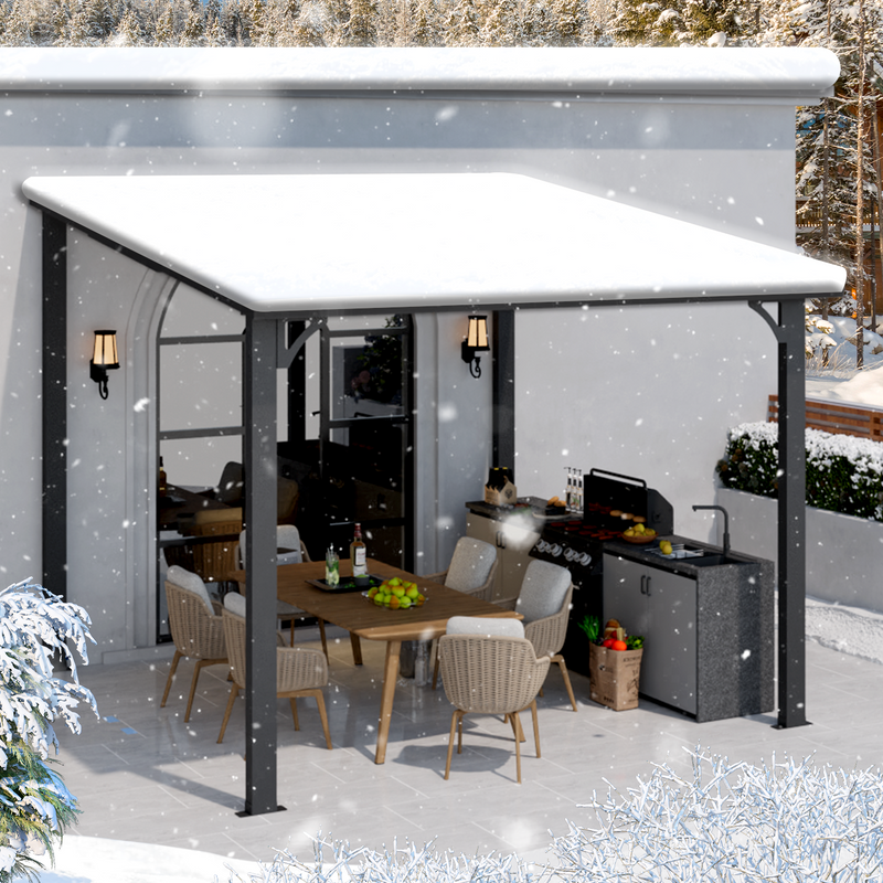 AECOJOY 10' x 10' Hardtop Gazebo, Heavy Duty Outdoor Gazebo with Galvanized Steel Sloping Roof, All Weatherproof Metal Gazebo Featuring Vertical Stripes for Patio, Backyard, and Lawns