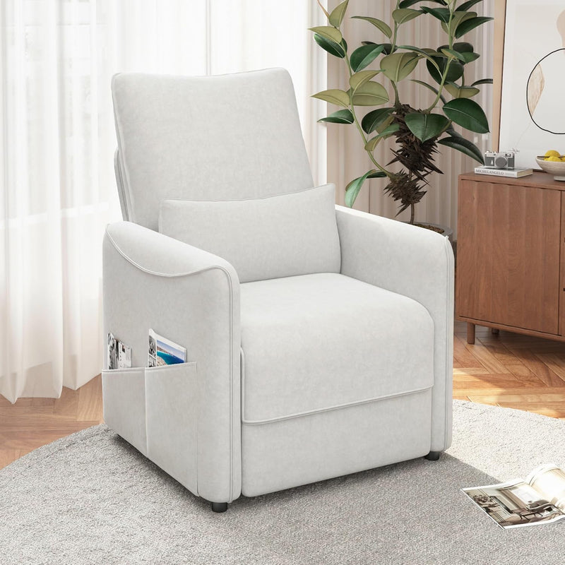YODOLLA Power Recliner Chair for Adults, Modern Electric Reclining Sofa Chair with Lumbar Support for Living Room, Beige White