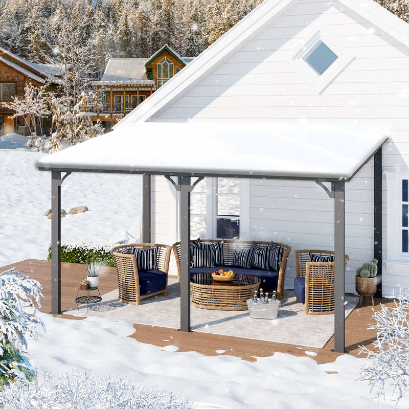 AECOJOY 10' x 14' Hardtop Gazebo, Heavy Duty Outdoor Gazebo with Galvanized Steel Sloping Roof, All Weatherproof Metal Gazebo Featuring Vertical Stripes for Patio, Backyard, and Lawns