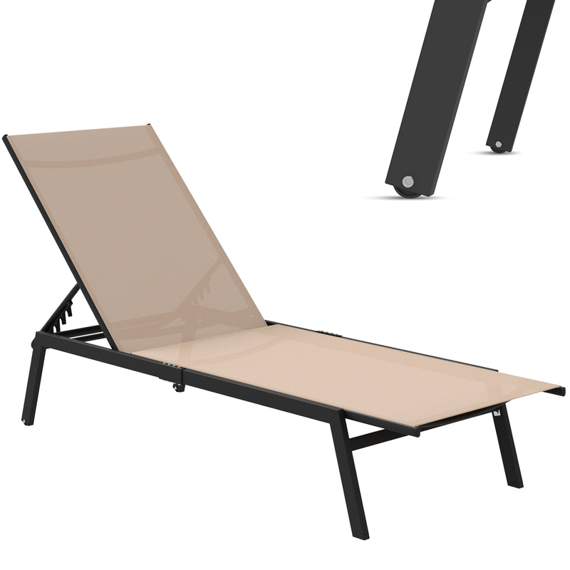 YODOLLA Patio Aluminum Lounge Chairs for Outside Adjustable Outdoor Chaise Lounge for Outside Pool-Brown