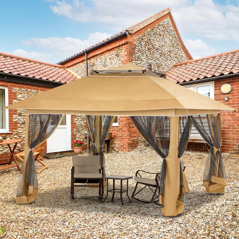 AVAWING 12'x12' Portable & Easy Setup Pop Up Canopy Tent with Sidewalls - Perfect for Patio, Party, Wedding and Backyard Events (Khaki)