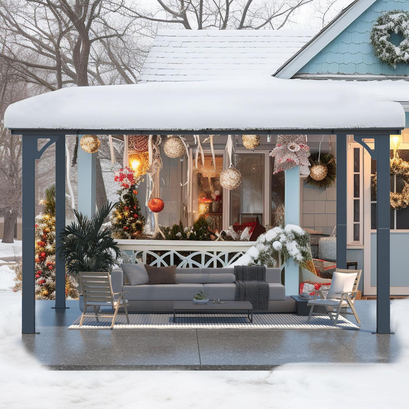 YODOLLA 8' x 12' Hardtop Gazebo Outdoor Aluminum Pergola For Garden, Patio, Backyard-Dark Grey