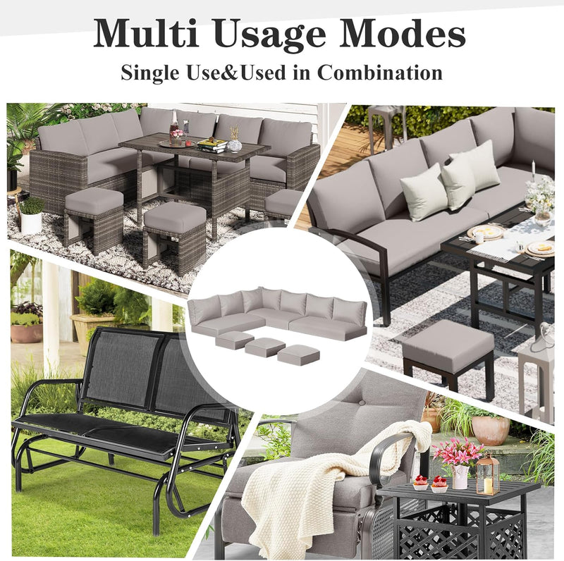 YODOLLA Outdoor Cushions, 4 inch Patio Cushions for Outdoor Furniture, Replacement Cushions Fits 7-Seats Sectional Rattan Conversation Set, Splashproof, Memory Foam Cushions and Covers (Grey)