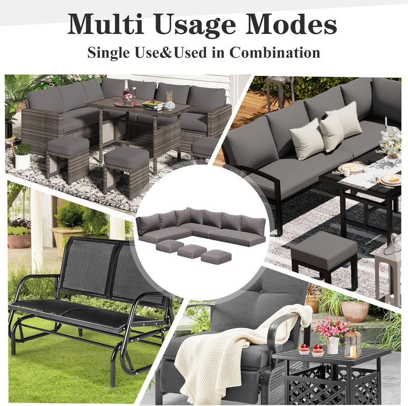 YODOLLA Outdoor Cushions, 4 inch Patio Cushions for Outdoor Furniture, Replacement Cushions Fits 7-Seats Sectional Rattan Conversation Set, Splashproof, Memory Foam Cushions and Covers (Dark Grey)