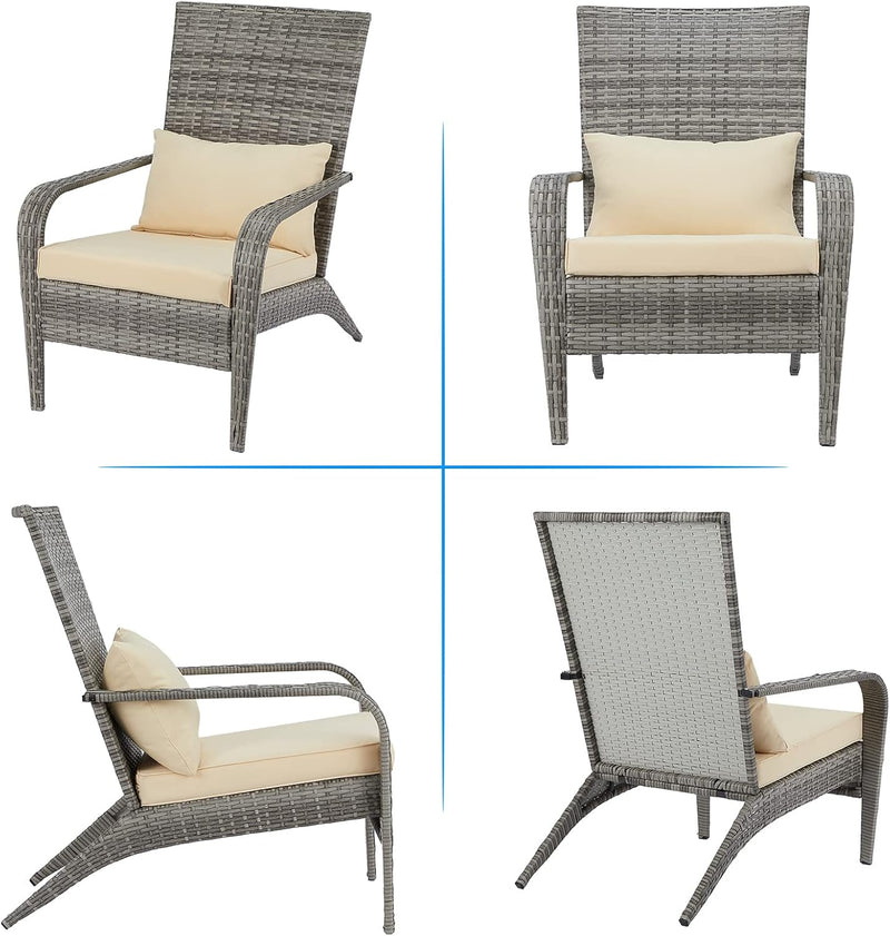 YODOLLA Patio Chairs Set of 2, High Back Wicker Outdoor Dining Chairs in Gray