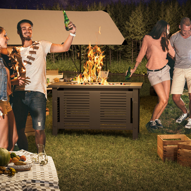 YODOLLA 43" Fire Pits for Outside Outdoor Fire Pit Table with Removable Lid & Waterproof Cover and Tables