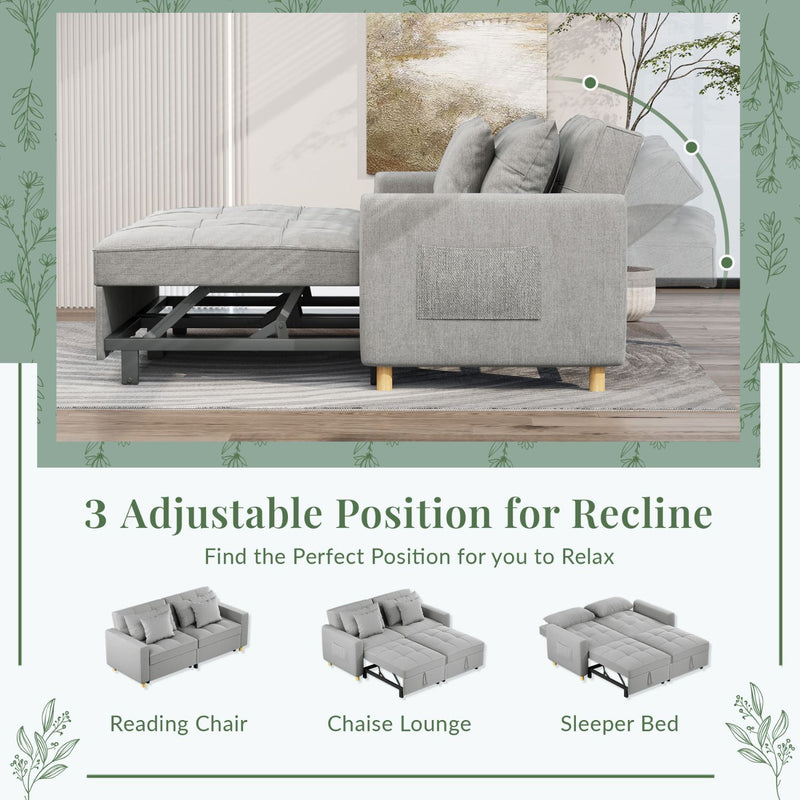AECOJOY 71" Sleeper Sofa Bed & 3-in-1 Futon Pull Out Couch for Living Room & Bedroom, Convertible Loveseat in Gray