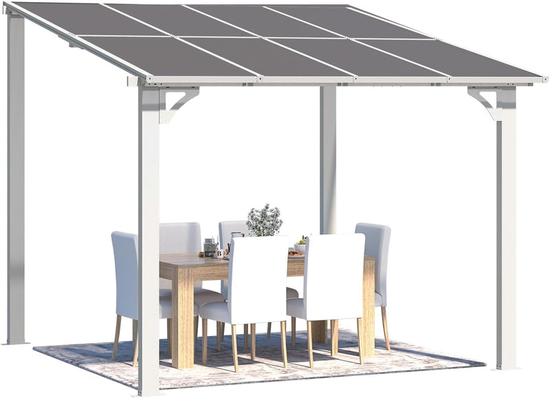 YODOLLA 8' x 8' Hardtop Gazebo Outdoor Aluminum Pergola For Garden, Patio, Backyard-White