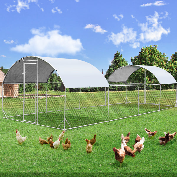 196 Sq.Ft Chicken Coop Run Large Dome Walk-in Metal Chicken Cage