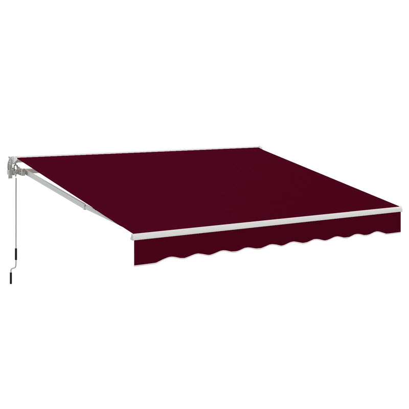 AECOJOY 13' x 10' Manual Retractable Patio Awning,Outdoor Awning Retractable Sunshade Shelter in Wine Red