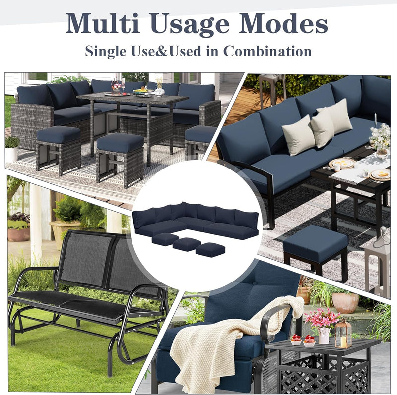 YODOLLA Outdoor Cushions, 4 inch Patio Cushions for Outdoor Furniture, Replacement Cushions Fits 7-Seats Sectional Rattan Conversation Set, Splashproof, Memory Foam Cushions and Covers (Navy)
