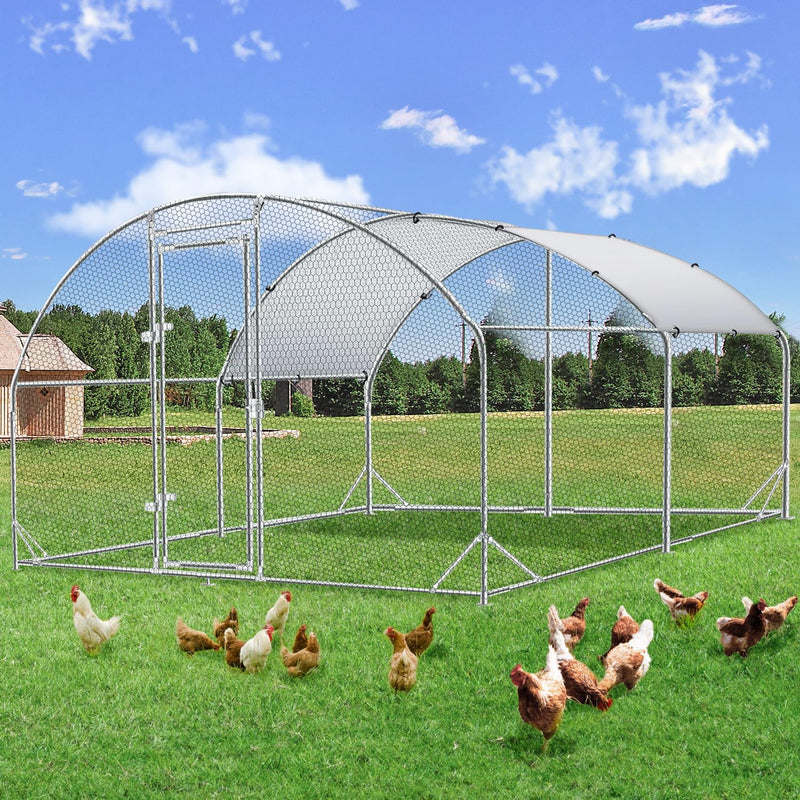 YODOLLA 130 Sq.Ft Large Walk-in Metal Chicken Cage Round-Top Chicken Coop Run for 10 Chicken or More