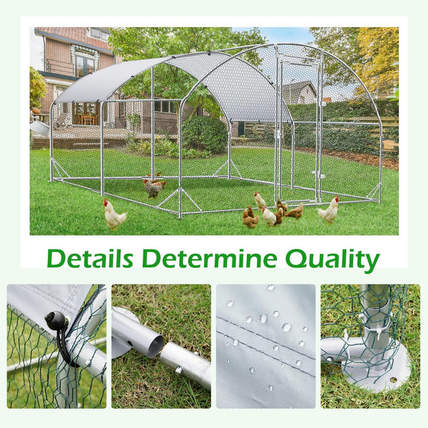 YODOLLA 130 Sq.Ft Large Walk-in Metal Chicken Cage Round-Top Chicken Coop Run for 10 Chicken or More