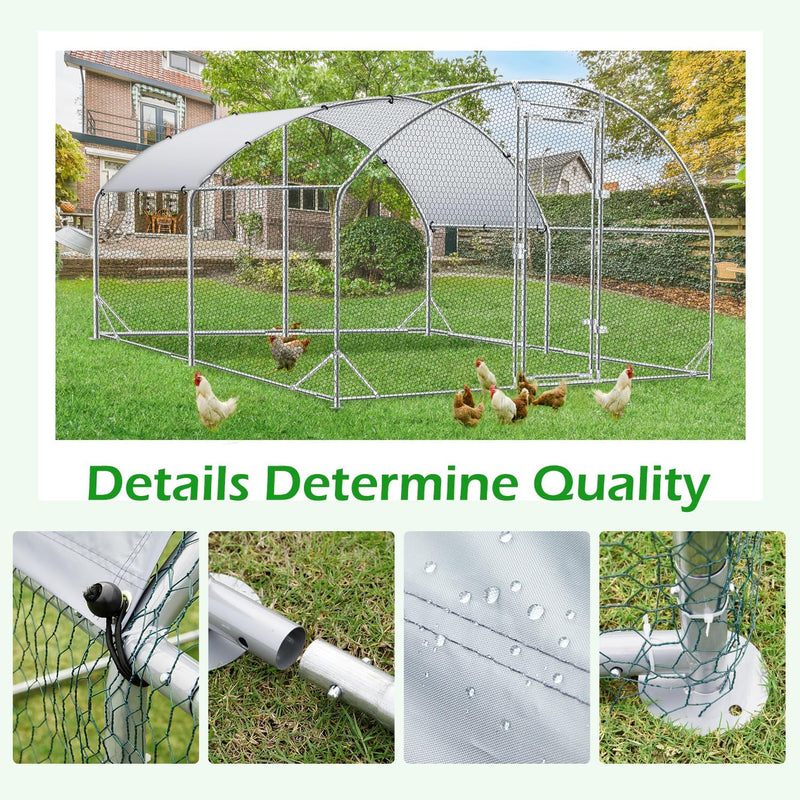 YODOLLA 130 Sq.Ft Large Walk-in Metal Chicken Cage Round-Top Chicken Coop Run for 10 Chicken or More