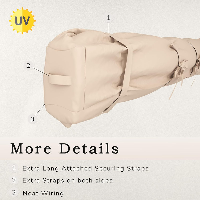 AECOJOY Protective Awning Cover, All-Weather Retractable Cover Storage Bag for 13' Wide Awnings for Patio, Waterproof Polyester Fabric in Beige