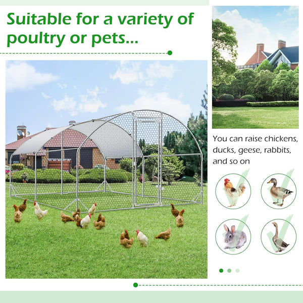 YODOLLA 130 Sq.Ft Large Walk-in Metal Chicken Cage Round-Top Chicken Coop Run for 10 Chicken or More