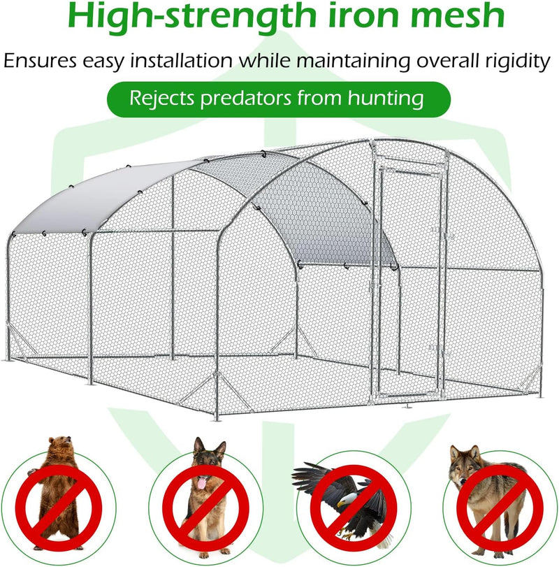 YODOLLA 130 Sq.Ft Large Walk-in Metal Chicken Cage Round-Top Chicken Coop Run for 10 Chicken or More