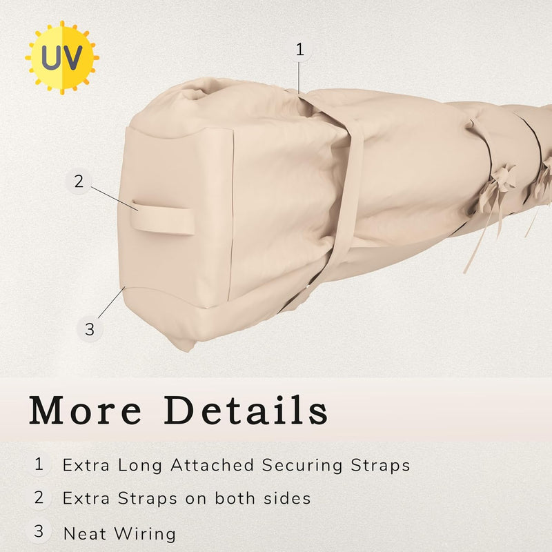 YODOLLA Protective Awning Cover, All-Weather Retractable Cover Storage Bag for 10' Wide Awnings for Patio, Waterproof Polyester Fabric in Beige