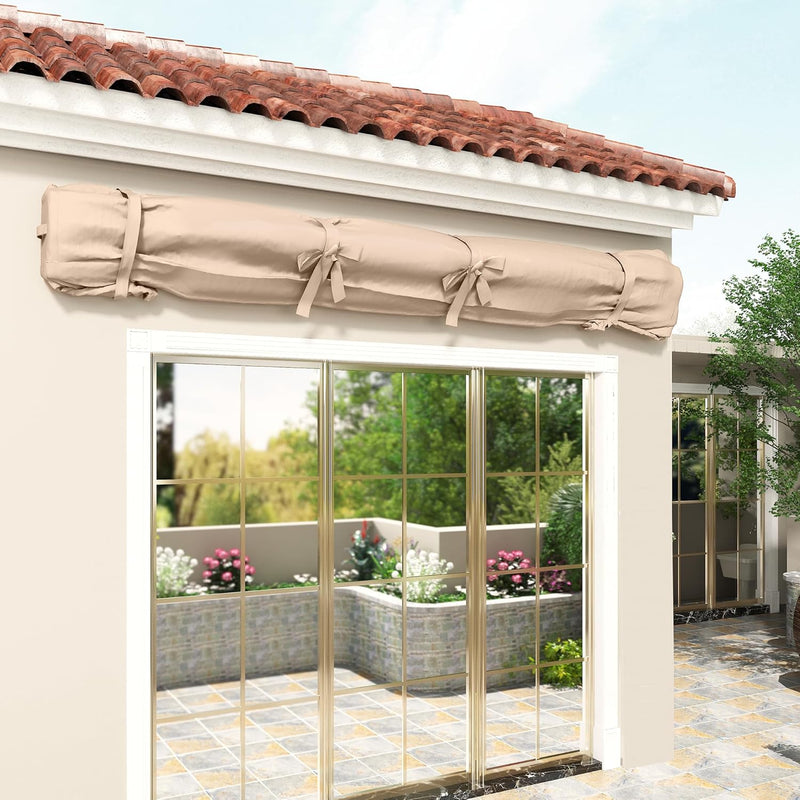 AECOJOY Protective Awning Cover, All-Weather Retractable Cover Storage Bag for 13' Wide Awnings for Patio, Waterproof Polyester Fabric in Beige